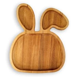 Acacia Wood Baby Rabbit Plate