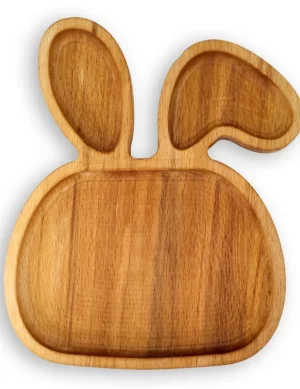 Acacia Wood Baby Rabbit Plate